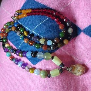 Handmade on of a kind necklace from("Holmes creations") Beautiful mix colors.